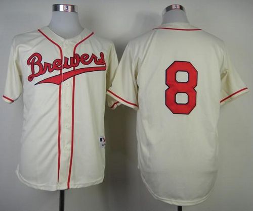 Brewers #8 Ryan Braun Cream 1948 Turn Back The Clock Stitched MLB Jersey